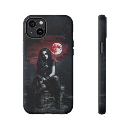 Gothic Vampire Girl Phone Case - Dark Fantasy Design with Blood Moon for iPhone,  Samsung Galaxy, and Google Pixel Devices