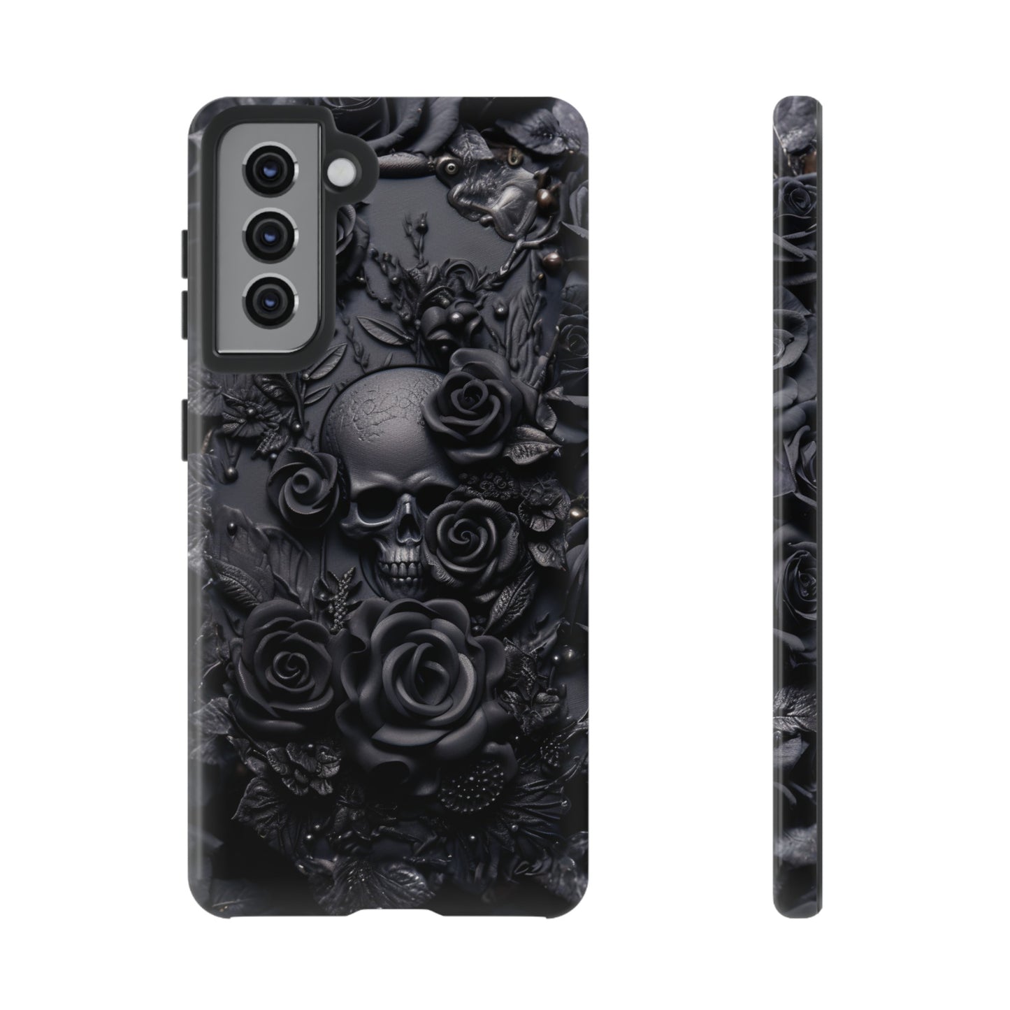 Gothic Black Roses Tough Phone Case – Elegant Dark Floral Design for iPhone, Samsung Galaxy, and Google Pixel Devices