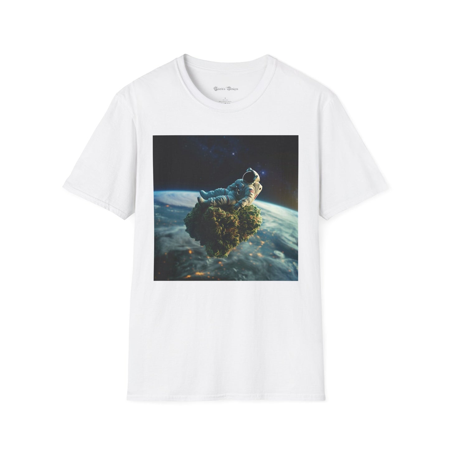 Space Explorer Astronaut on Floating Cannabis Bud T-Shirt