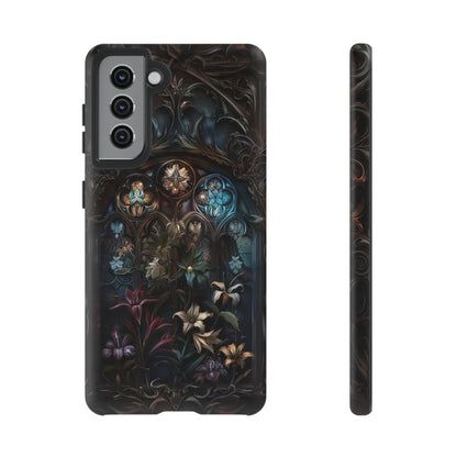 Elegant Gothic Flower Art Phone Case - Intricate Floral Design for iPhone, Samsung Galaxy, and Google Pixel Devices