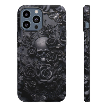 Gothic Black Roses Tough Phone Case – Elegant Dark Floral Design for iPhone, Samsung Galaxy, and Google Pixel Devices