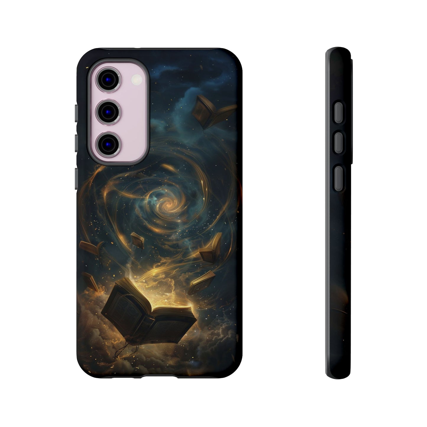 Magical Galaxy Swirling Books Phone Case - Celestial Book Lover's Gift for iPhone, Samsung Galaxy, and Google Pixel Devices