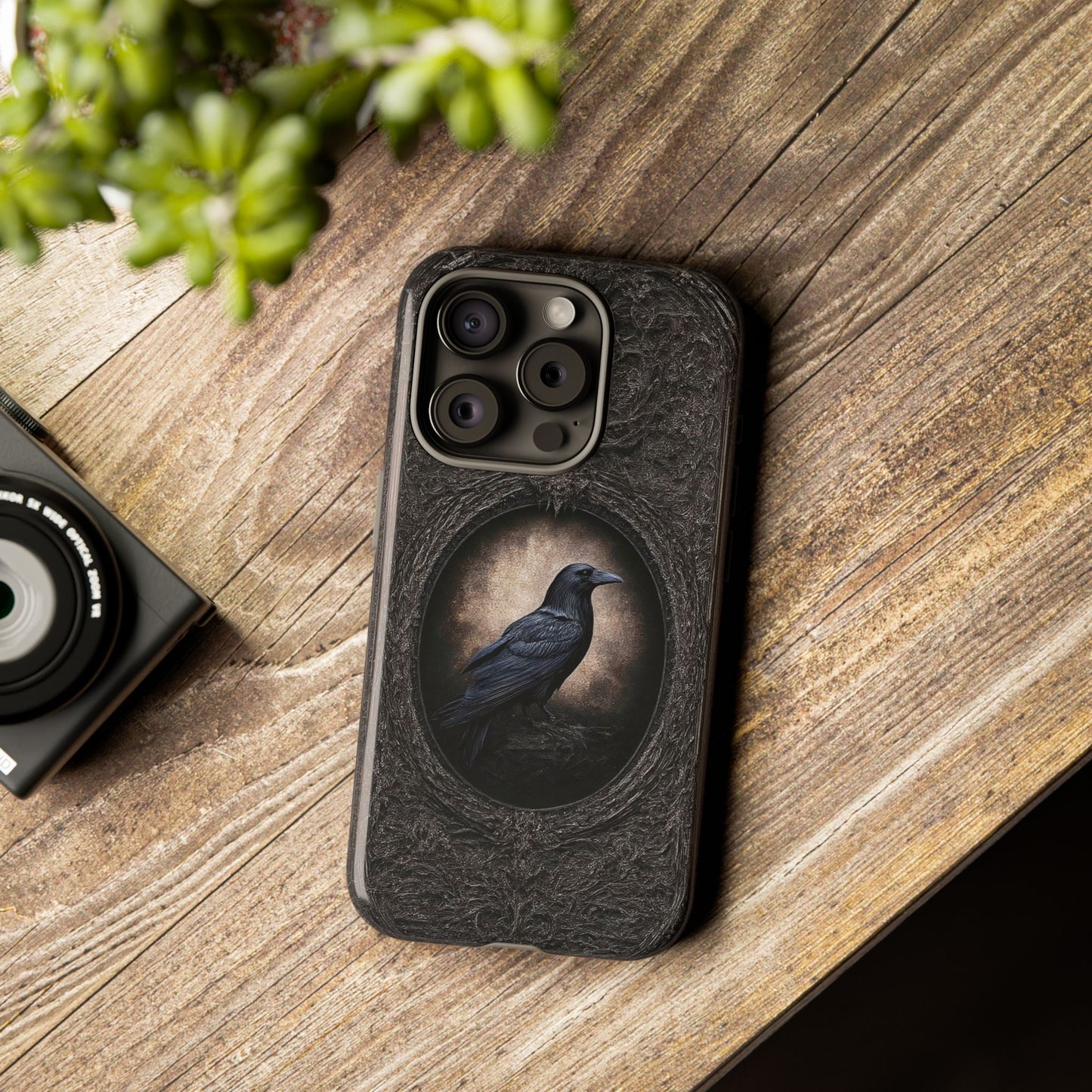 Gothic Raven Phone Case - Mysterious Dark Bird Design