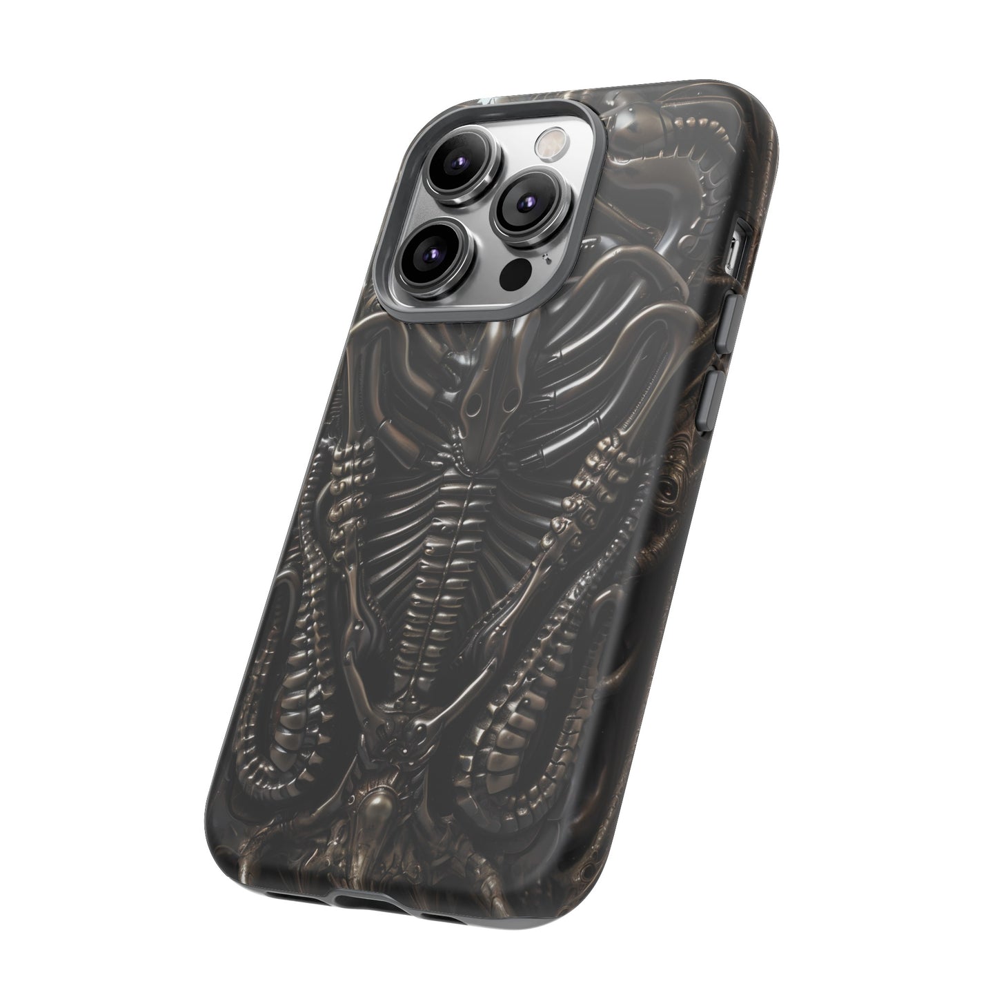 Biomechanical Nightmares Tough Phone Case – Alien Horror Design for iPhone and Samsung Galaxy Devices