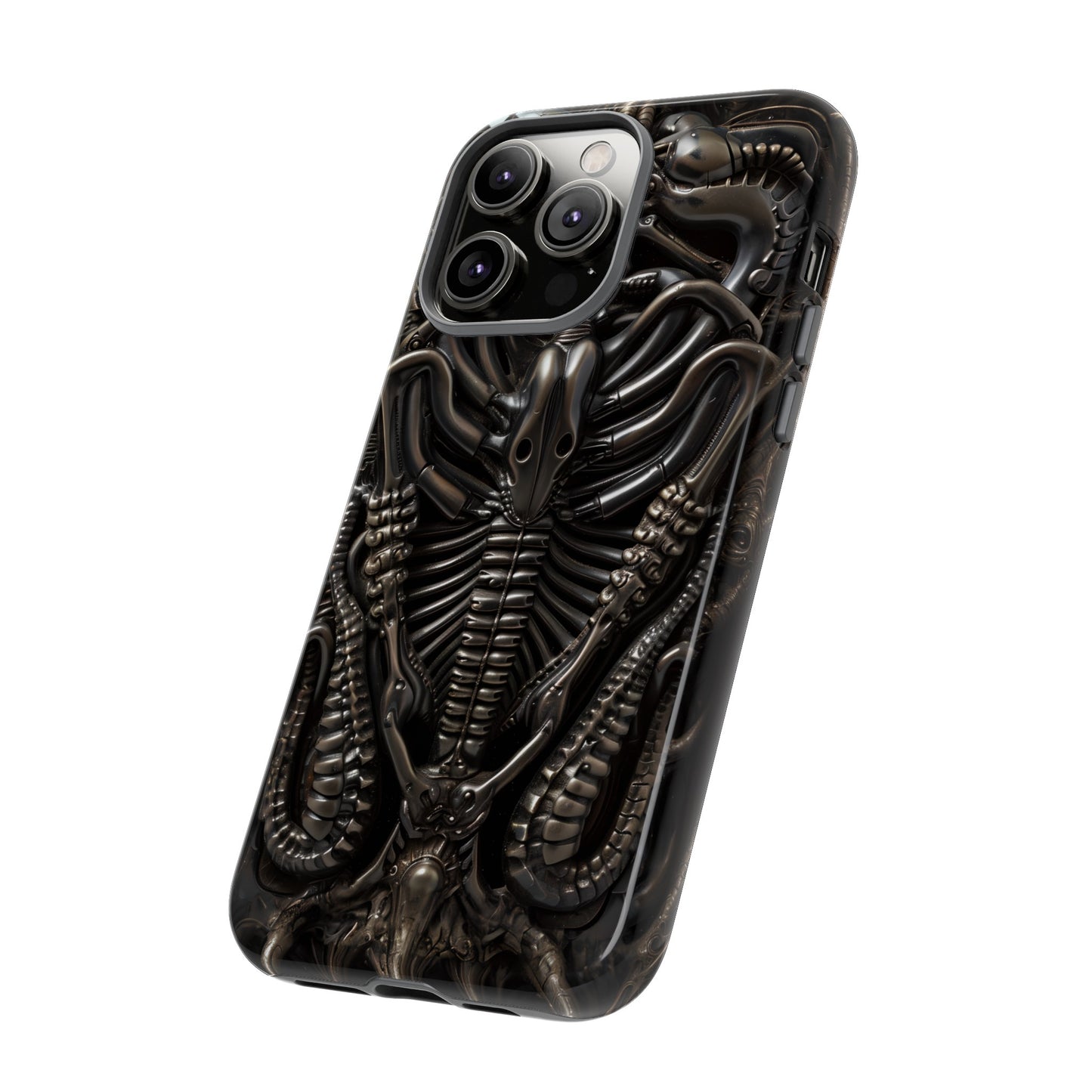 Biomechanical Nightmares Tough Phone Case – Alien Horror Design for iPhone and Samsung Galaxy Devices