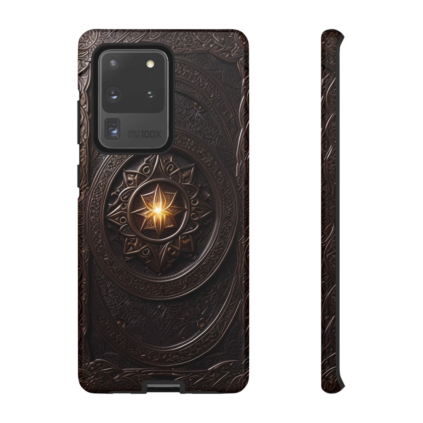 Intricate Leather Flower Tough Phone Case – Elegant Floral Design for iPhone, Samsung Galaxy, and Google Pixel Devices