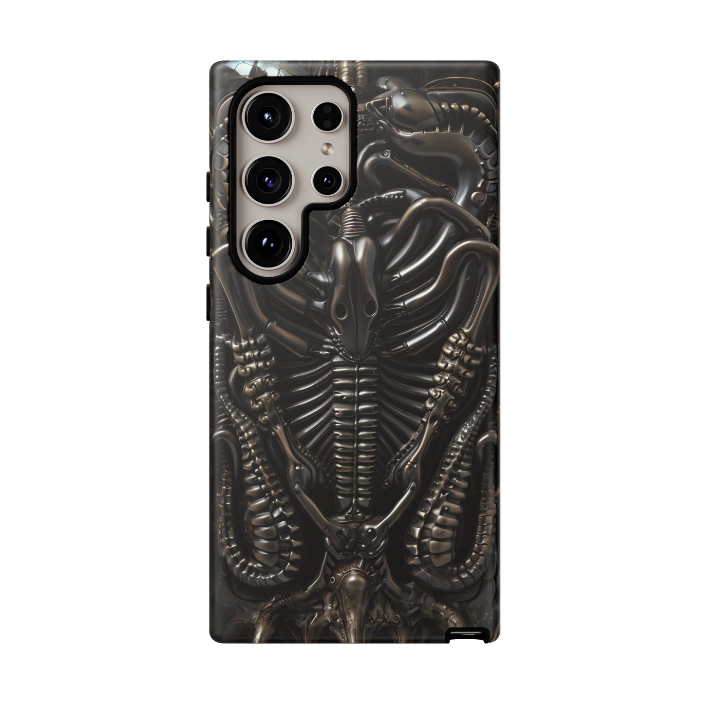 Biomechanical Nightmares Tough Phone Case – Alien Horror Design for iPhone and Samsung Galaxy Devices