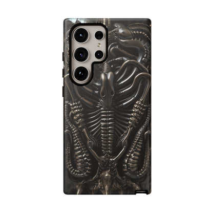 Biomechanical Nightmares Tough Phone Case – Alien Horror Design for iPhone and Samsung Galaxy Devices