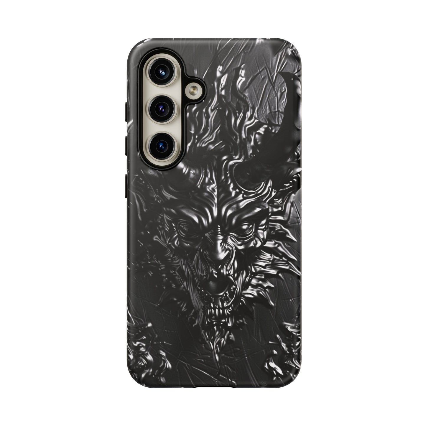 Silver Devil Phone Case – Gothic Demon Design for iPhone, Samsung Galaxy, and Google Pixel Devices