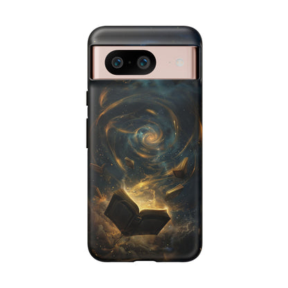 Magical Galaxy Swirling Books Phone Case - Celestial Book Lover's Gift for iPhone, Samsung Galaxy, and Google Pixel Devices