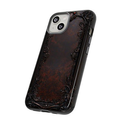 Gothic Ornate Leather-Inspired Phone Case - Dark Aesthetic Cover