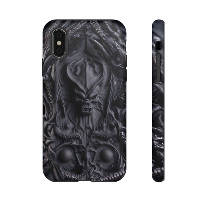 Black Demon Phone Case – Horned Hell Horror Design for iPhone, Samsung Galaxy, and Google Pixel Devices