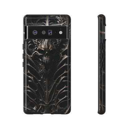 Biomechanical Horror 3 Tough Phone Case – Futuristic Alien Skull Design for iPhone, Samsung Galaxy, and Google Pixel Devices