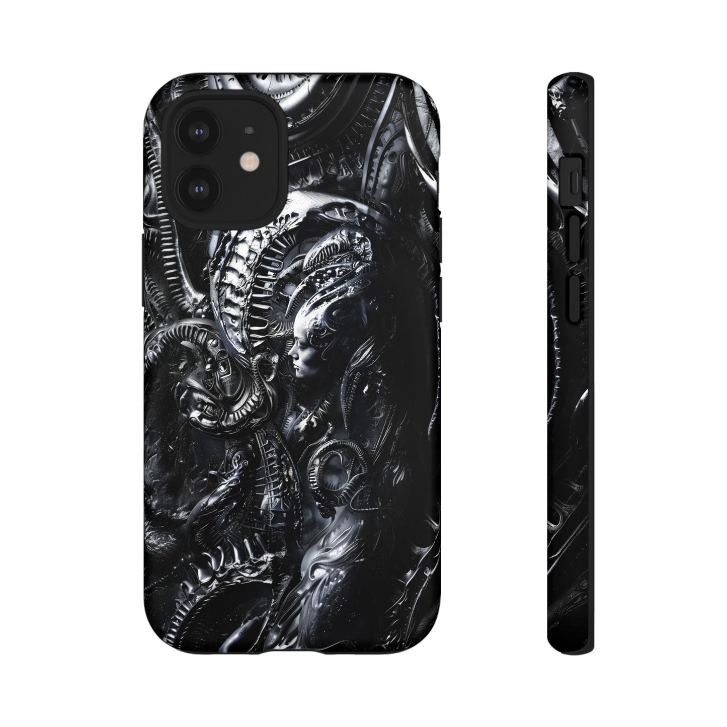 Biomechanical Transhumanism Phone Case – Alien Horror Design for iPhone and Samsung Galaxy Devices