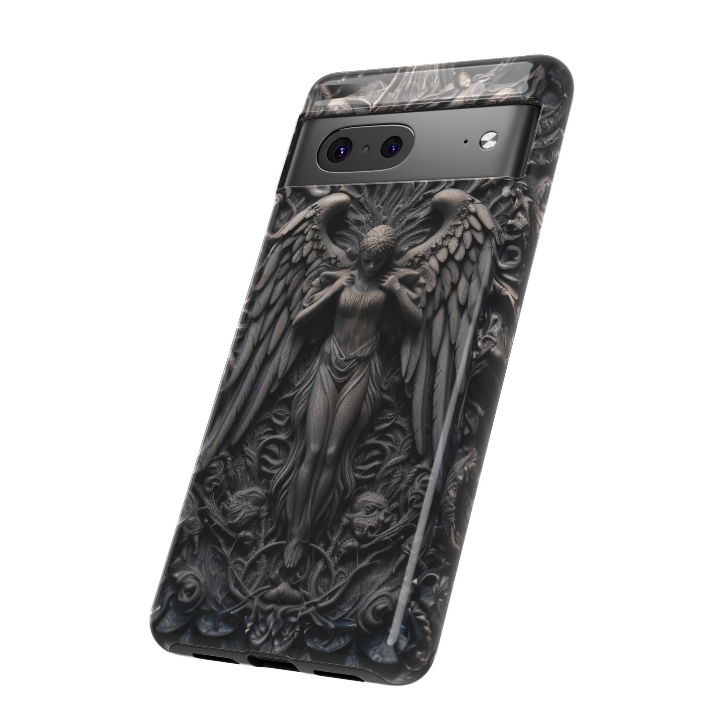 Grey Angel Phone Case – Gothic Marble Statue Design for iPhone, Samsung Galaxy, and Google Pixel Devices