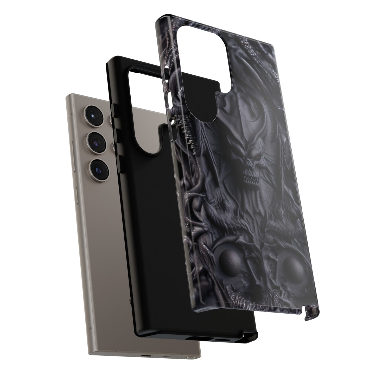 Black Demon Phone Case – Horned Hell Horror Design for iPhone, Samsung Galaxy, and Google Pixel Devices