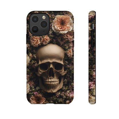 Skull and Flowers #2 Phone Case – Gothic Floral Design for iPhone, Samsung Galaxy, and Google Pixel Devices