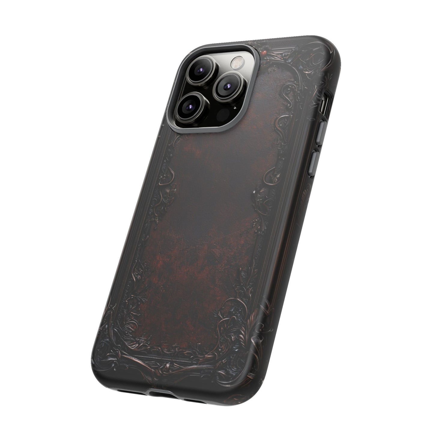 Gothic Ornate Leather-Inspired Phone Case - Dark Aesthetic Cover