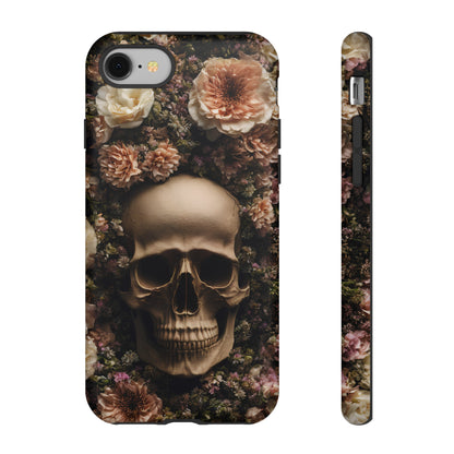 Skull and Flowers #2 Phone Case – Gothic Floral Design for iPhone, Samsung Galaxy, and Google Pixel Devices