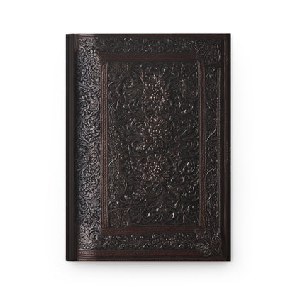 Brown Intricate Floral Leather Hardcover Notebook – Elegant Journal for Writing and Sketching