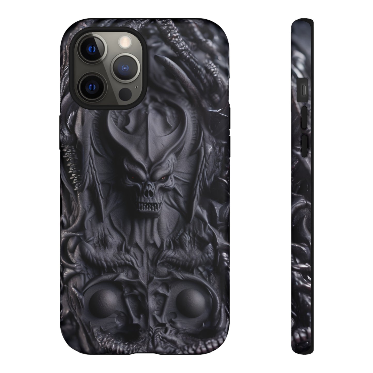 Black Demon Phone Case – Horned Hell Horror Design for iPhone, Samsung Galaxy, and Google Pixel Devices