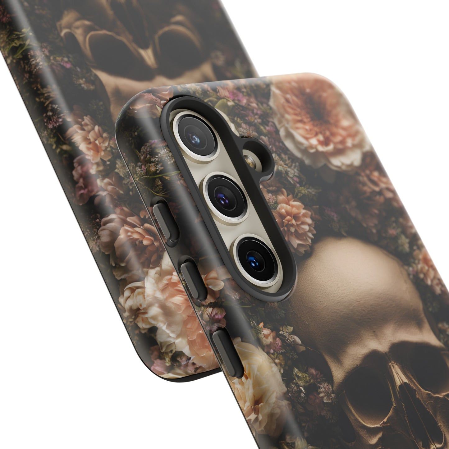 Skull and Flowers #2 Phone Case – Gothic Floral Design for iPhone, Samsung Galaxy, and Google Pixel Devices