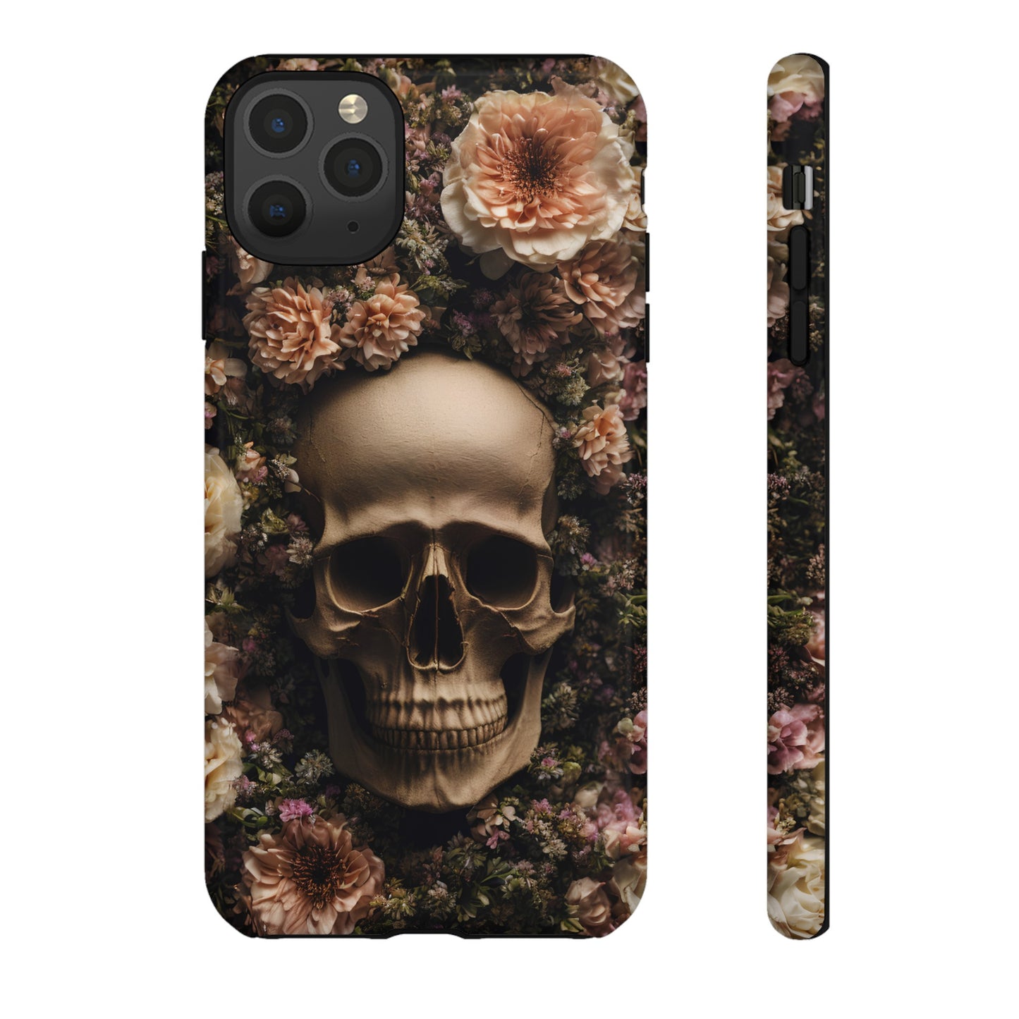 Skull and Flowers #2 Phone Case – Gothic Floral Design for iPhone, Samsung Galaxy, and Google Pixel Devices