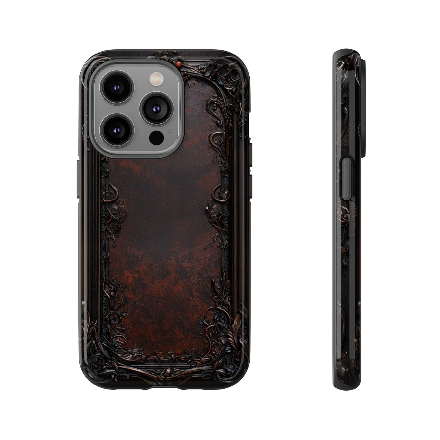 Gothic Ornate Leather-Inspired Phone Case - Dark Aesthetic Cover