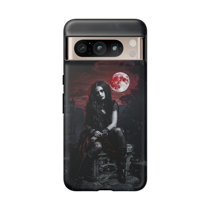 Gothic Vampire Girl Phone Case - Dark Fantasy Design with Blood Moon for iPhone,  Samsung Galaxy, and Google Pixel Devices