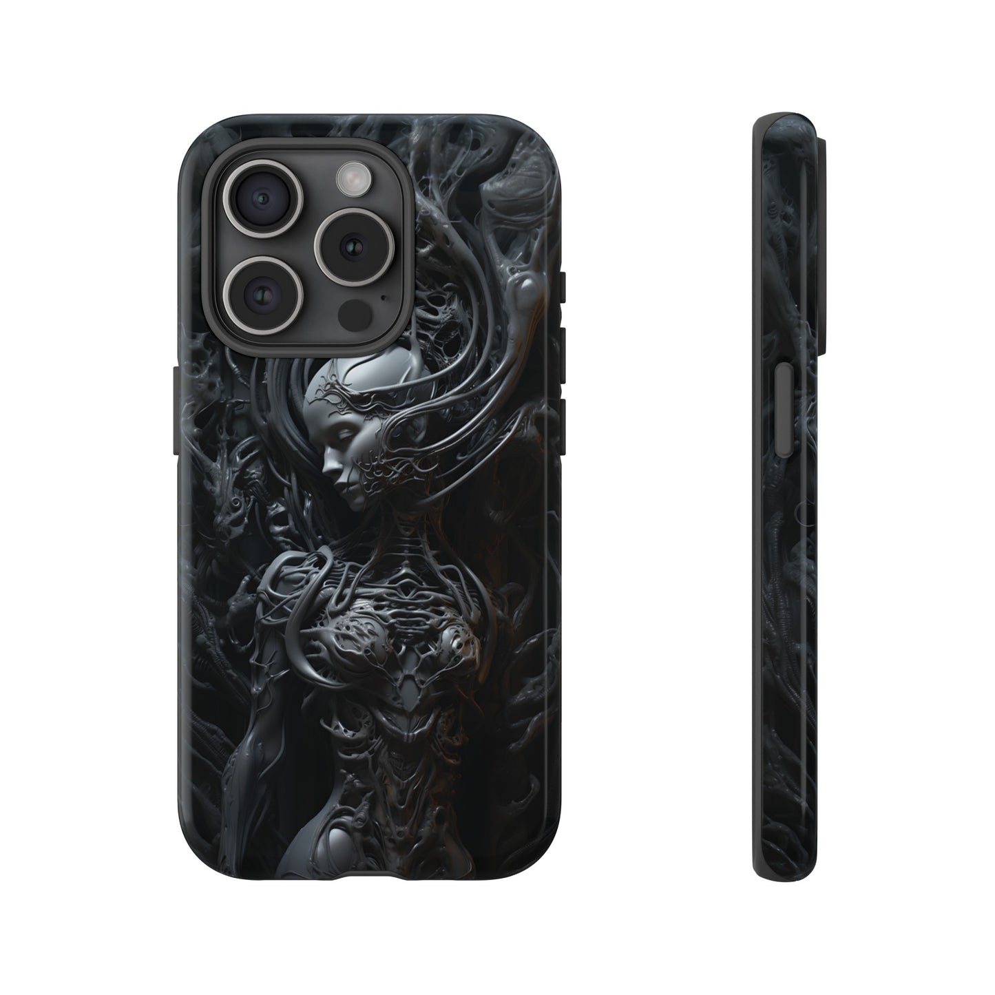 Biomechanical Beauty Phone Case – Futuristic Alien Design for iPhone, Samsung Galaxy, and Google Pixel Devices