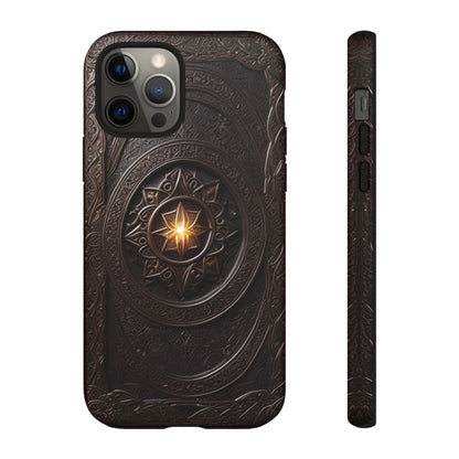 Intricate Leather Flower Tough Phone Case – Elegant Floral Design for iPhone, Samsung Galaxy, and Google Pixel Devices