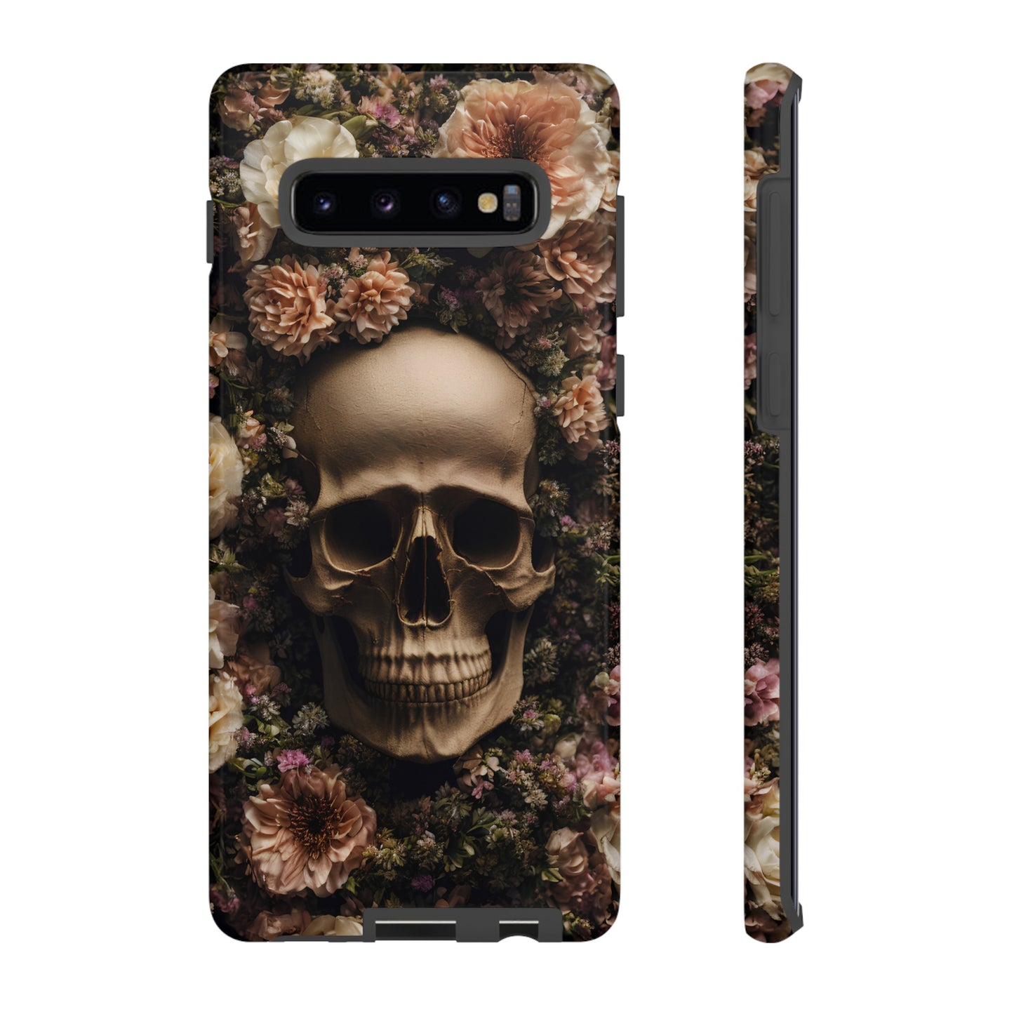 Skull and Flowers #2 Phone Case – Gothic Floral Design for iPhone, Samsung Galaxy, and Google Pixel Devices