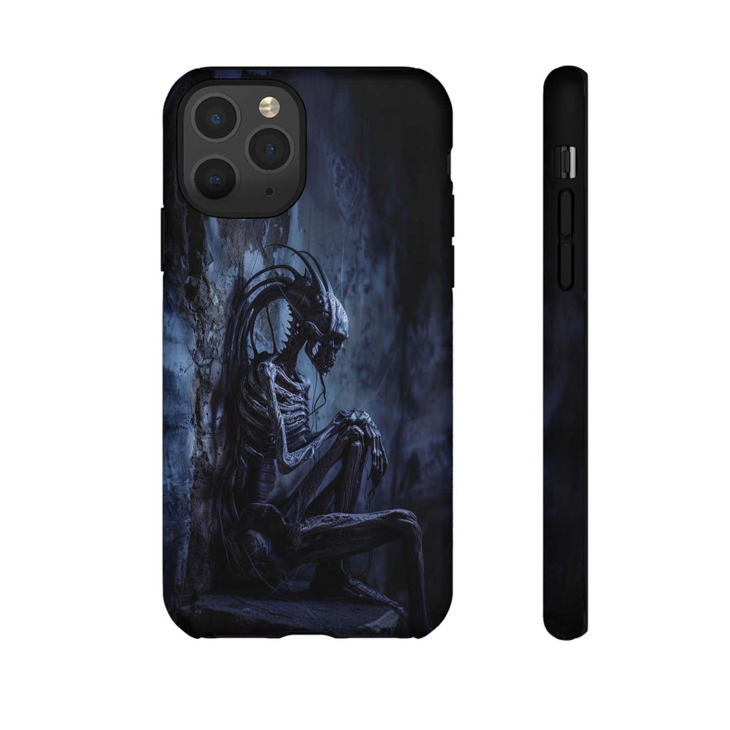 Gothic Alien Skeleton iPhone Case - Sci-Fi Horror Design