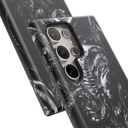 Biomechanical Transhumanism Phone Case – Alien Horror Design for iPhone and Samsung Galaxy Devices