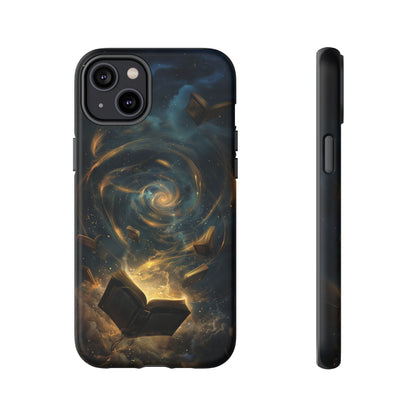 Magical Galaxy Swirling Books Phone Case - Celestial Book Lover's Gift for iPhone, Samsung Galaxy, and Google Pixel Devices