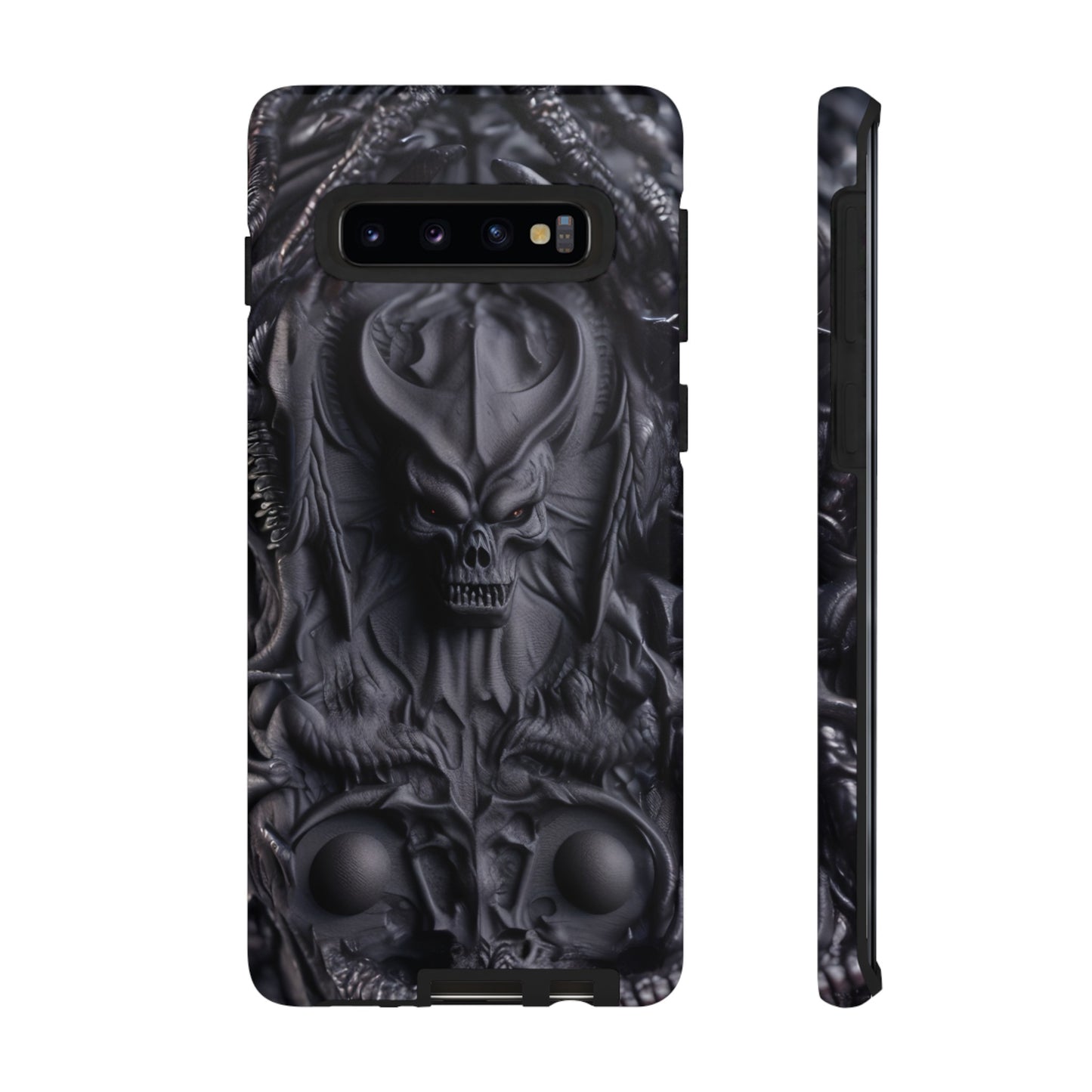 Black Demon Phone Case – Horned Hell Horror Design for iPhone, Samsung Galaxy, and Google Pixel Devices