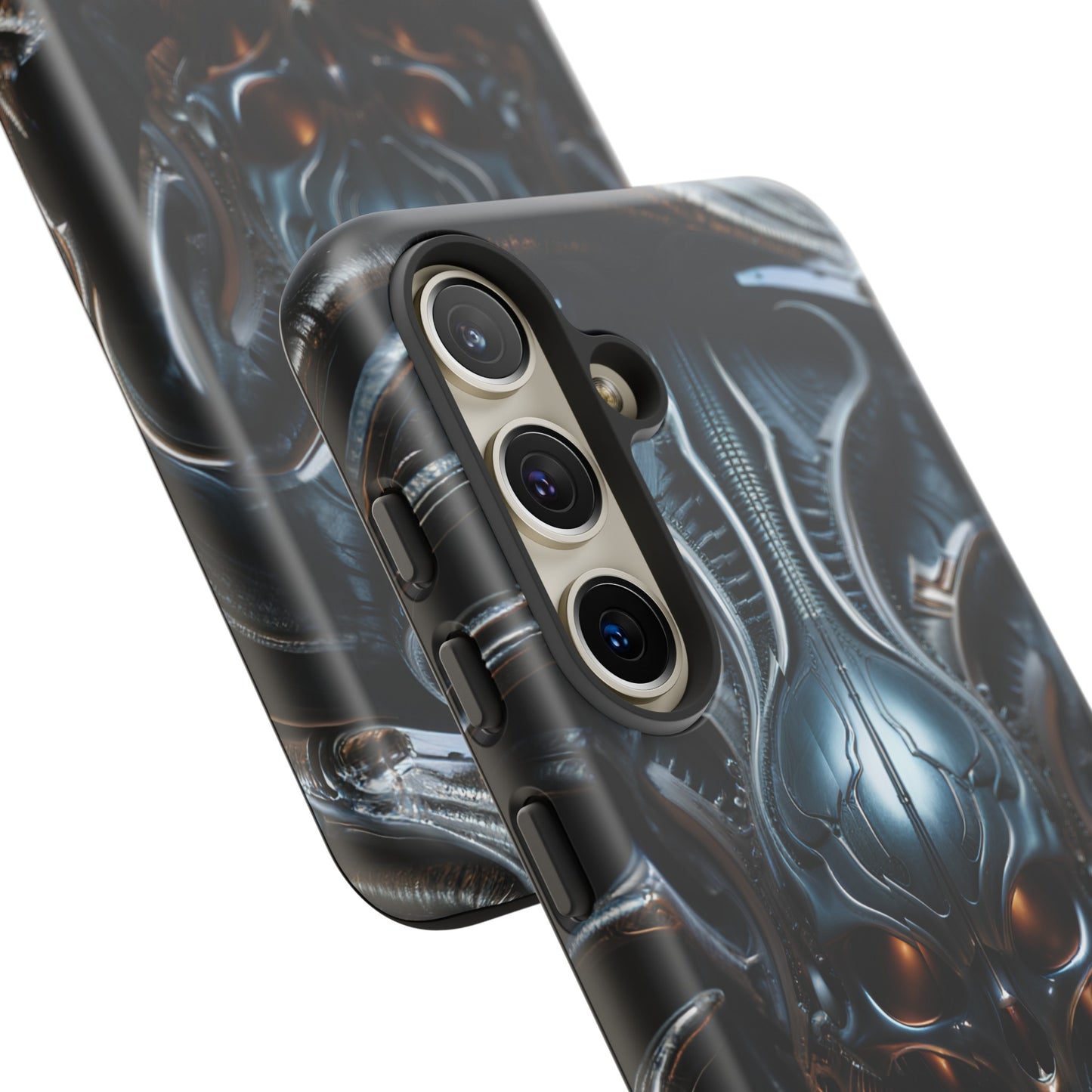 Metallic Alien Mask Phone Case – Futuristic Alien Horror Design for iPhone, Samsung Galaxy, and Google Pixel Devices