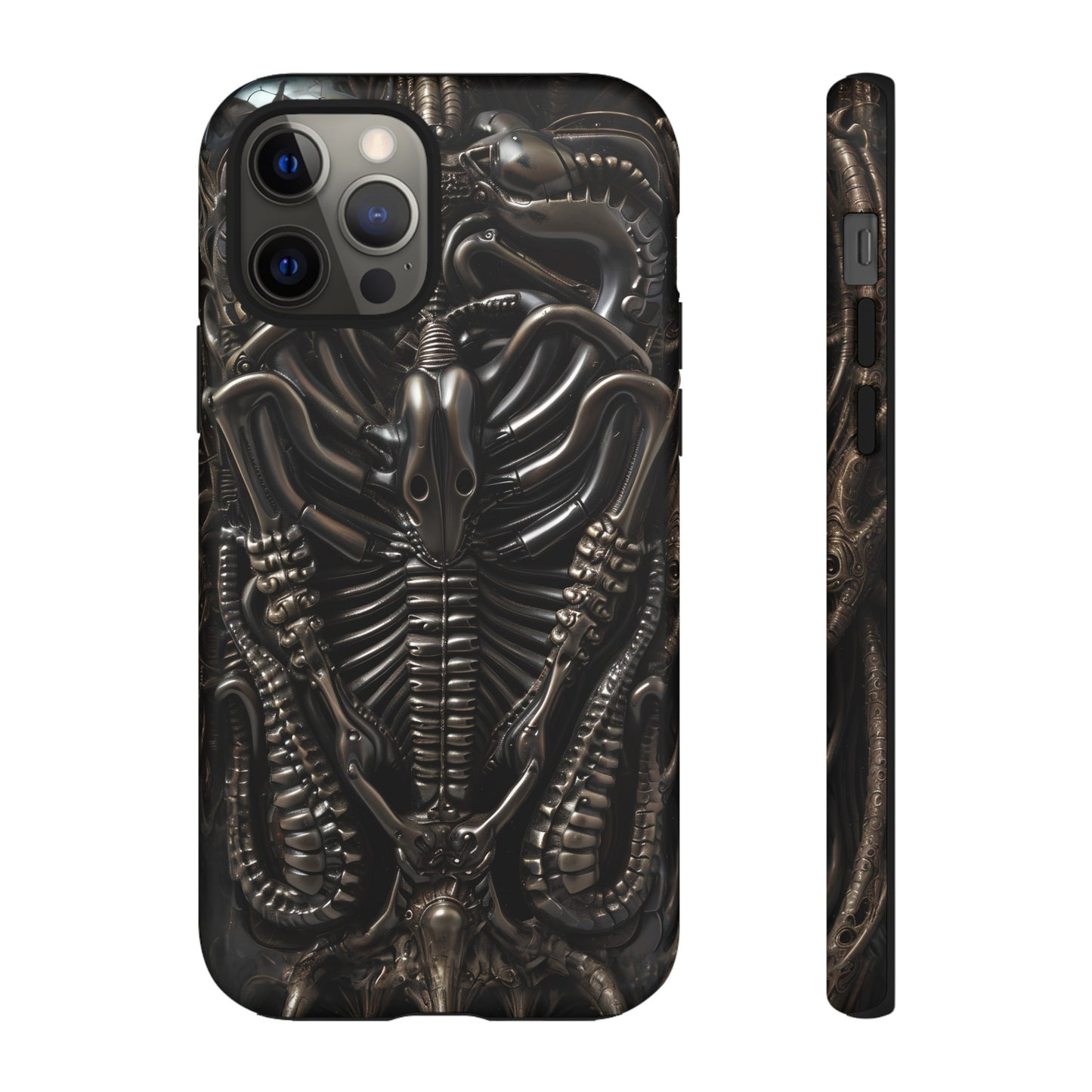 Biomechanical Nightmares Tough Phone Case – Alien Horror Design for iPhone and Samsung Galaxy Devices