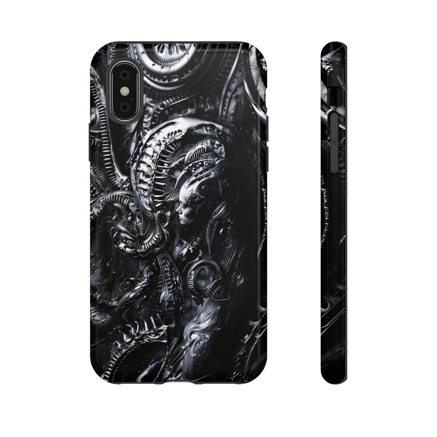 Biomechanical Transhumanism Phone Case – Alien Horror Design for iPhone and Samsung Galaxy Devices