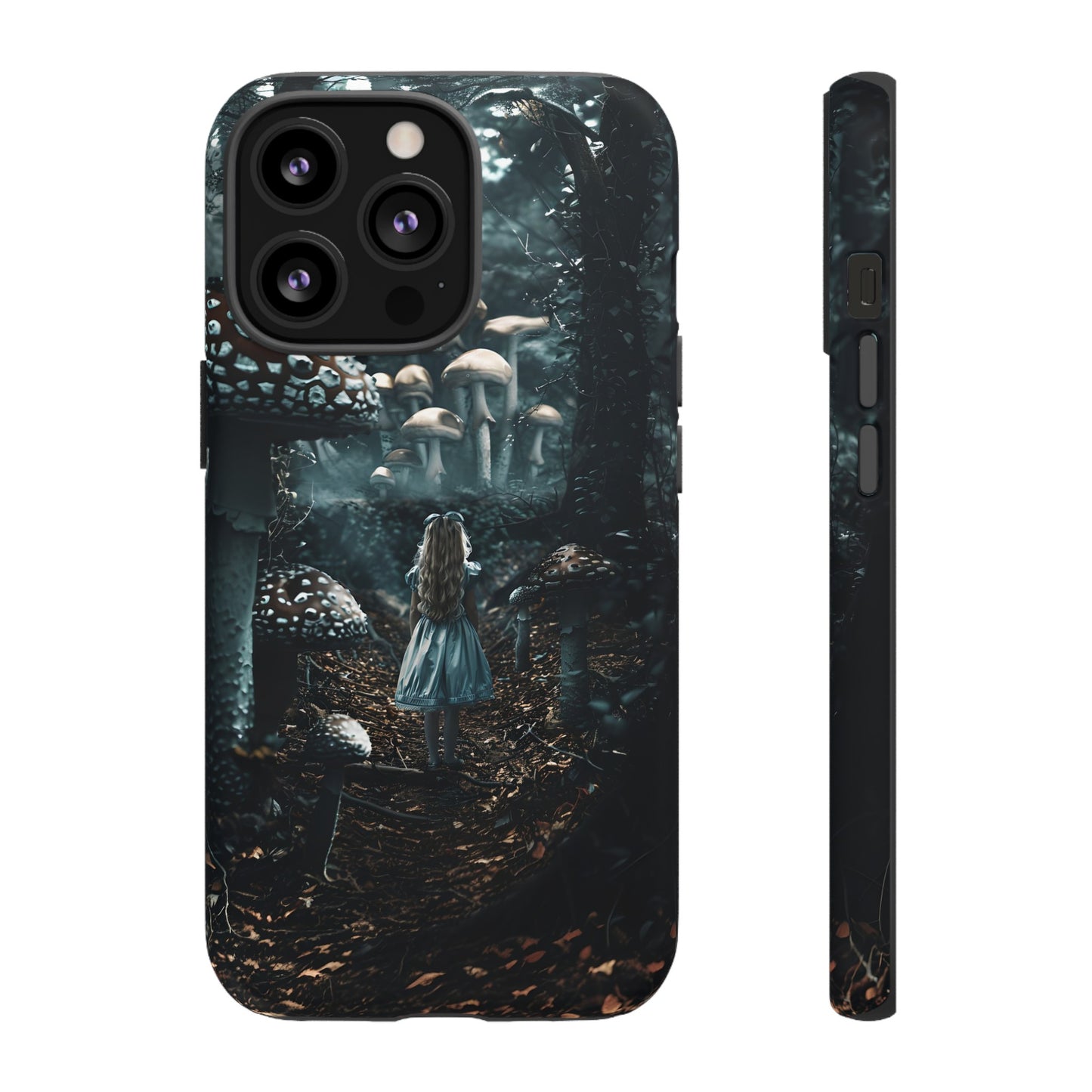 Alice in the Mushroom Forest Phone Case – Fantasy Wonderland Design for iPhone, Samsung Galaxy, and Google Pixel Devices