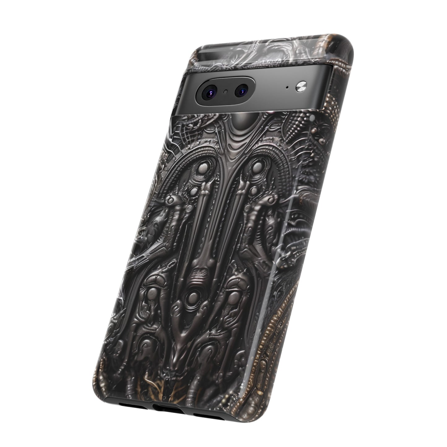 Biomechanical Horror Phone Case – Dark Sci-Fi Design for iPhone, Samsung Galaxy, Google Pixel Devices