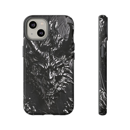 Silver Devil Phone Case – Gothic Demon Design for iPhone, Samsung Galaxy, and Google Pixel Devices