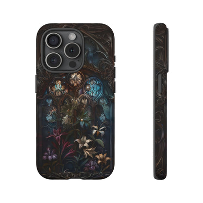 Elegant Gothic Flower Art Phone Case - Intricate Floral Design for iPhone, Samsung Galaxy, and Google Pixel Devices