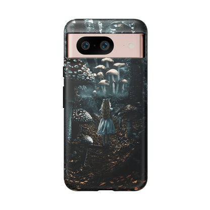 Alice in the Mushroom Forest Phone Case – Fantasy Wonderland Design for iPhone, Samsung Galaxy, and Google Pixel Devices