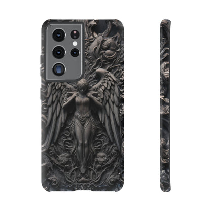 Grey Angel Phone Case – Gothic Marble Statue Design for iPhone, Samsung Galaxy, and Google Pixel Devices