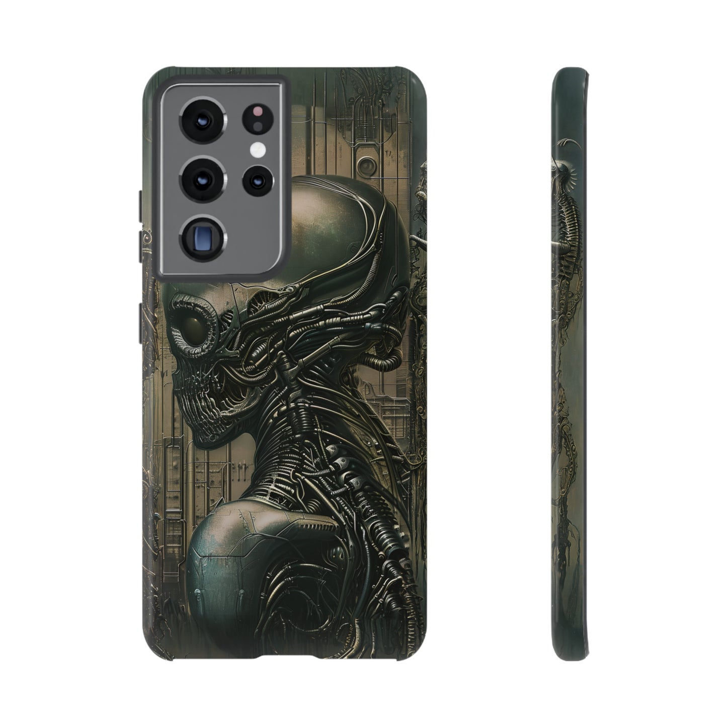 Biomechanical Android Phone Case – Futuristic Alien Horror H.R. Giger-Inspired Design for iPhone, Samsung Galaxy, and Google Pixel Devices