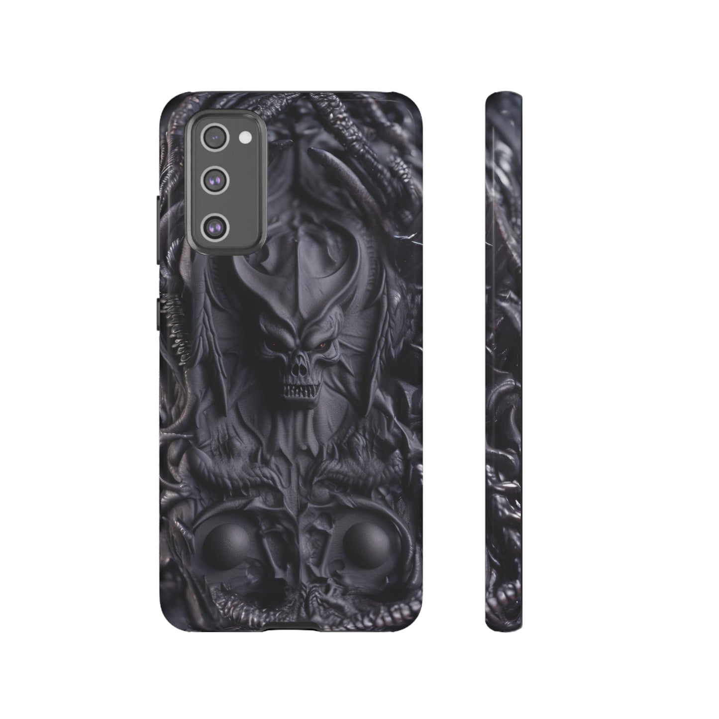 Black Demon Phone Case – Horned Hell Horror Design for iPhone, Samsung Galaxy, and Google Pixel Devices