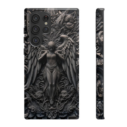 Grey Angel Phone Case – Gothic Marble Statue Design for iPhone, Samsung Galaxy, and Google Pixel Devices