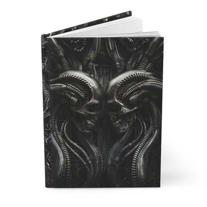 Biomechanical Skulls Hardcover Notebook - Dark Sci-Fi Journal for Writing and Sketching