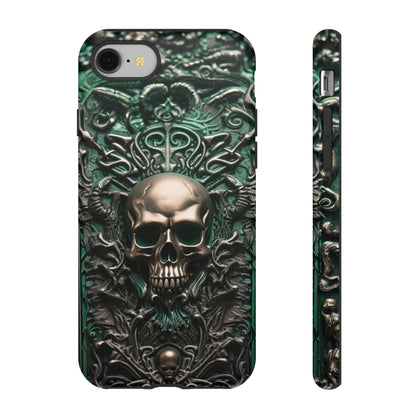 Green Skull Phone Case – Ornate Gothic Design for iPhone, Samsung Galaxy, and Google Pixel Devices